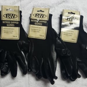 Rugged wear nitrite dipped gloves lot 3 new w tags general purpose
